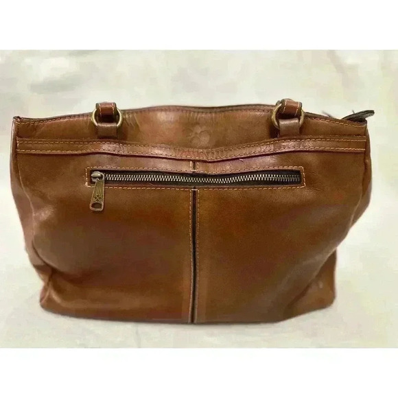 Patricia Nash Poppy Tote Shoulder Bag, 100% Italian Leather, Tan, Top Zip - Picture 1 of 12